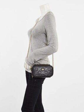Gucci Black Star Embossed Leather Mini Shoulder Bag